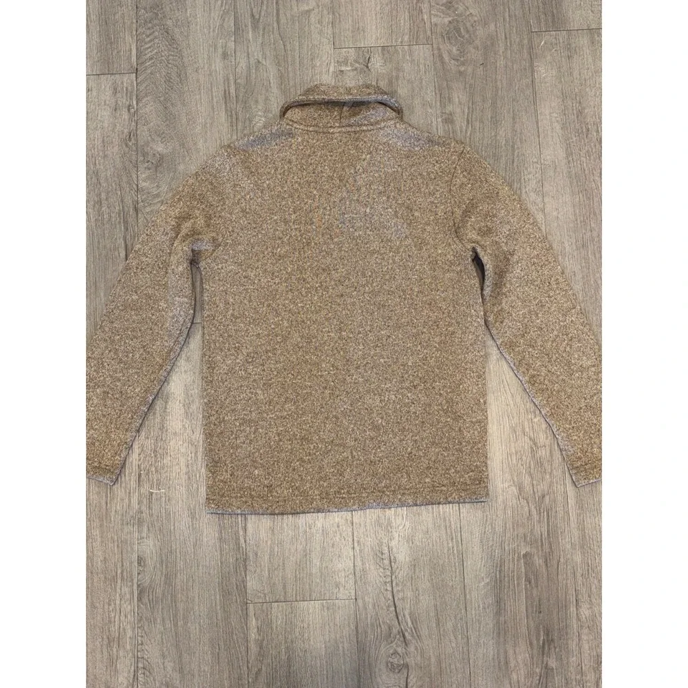 Old Navy Sweater Boys L (10-12) Heather Tan Tight Knit Fleece Lined Shawl Collar